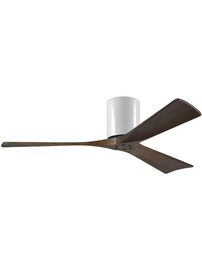 Irene 52 inch Flush-Mount Ceiling Fan with Solid Wood Blades in Gloss White.